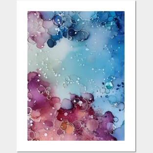 Pink and blue abstract art Posters and Art